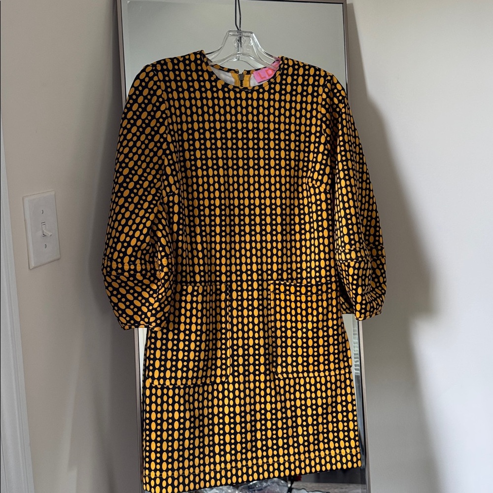 Yellow and Black Geometric Dress